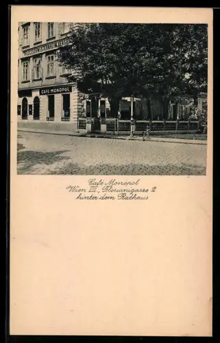 AK Wien, Café Monopol hinter dem Rathaus in der Florianigasse 2