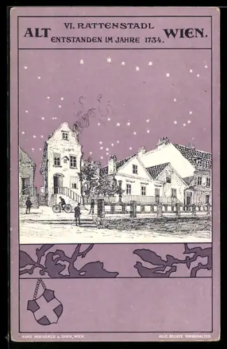 Künstler-AK Wien, Ratzenstadl, entstanden 1734