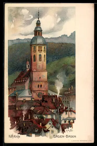 Künstler-AK K. Mutter: Baden-Baden, Kath. Kirche