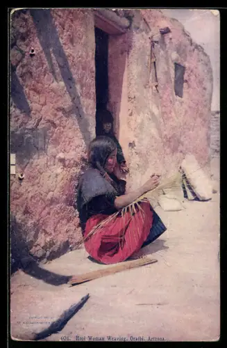 Künstler-AK Oraibi, Hopi Woman weaving