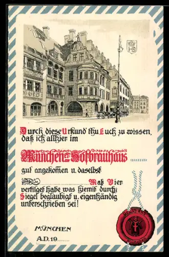 AK München, Hofbräuhaus mit Strassenpartie