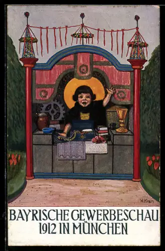 AK München, Bayerische Gewerbe-Ausstellung 1912, Münchner Kindl