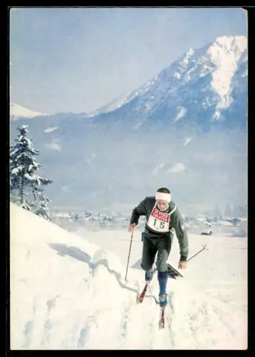 Foto-AK Skilanglauf, Ski-Langläufer Walter Demel in der Loipe