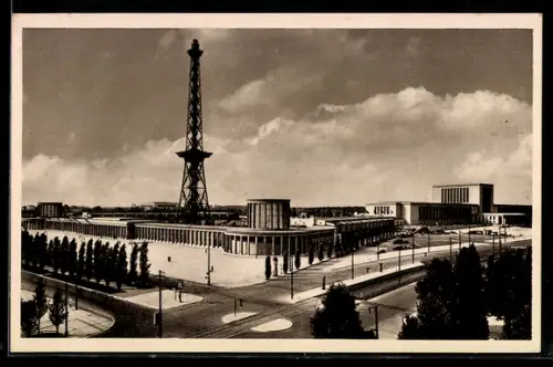 AK Berlin-Charlottenburg, Ausstellungsgelände mit Funkturm und Neubauten