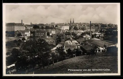 AK Pirmasens, Teilansicht von der Streckbrücke aus