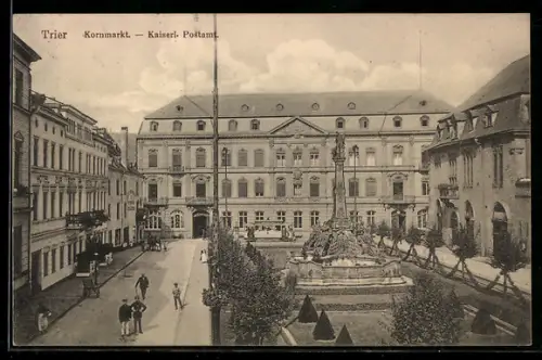 AK Trier, Kornmarkt und Kaiserl. Postamt