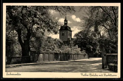 AK Luckenwalde, Nuthe-Brücke mit Marktturm