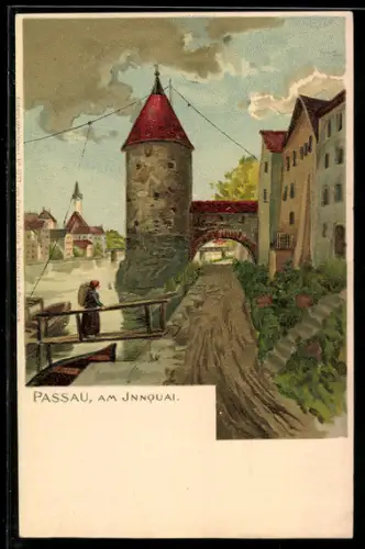 Künstler-AK Passau, Am Innquai