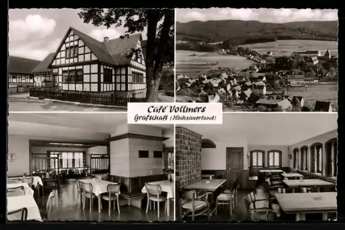 AK Grafschaft /Hochsauerland, Café Vollmers, Aussenansicht, Innenräume, Ortsansicht