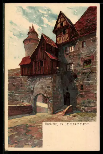 Künstler-AK Karl Mutter: Nürnberg, Burgtor