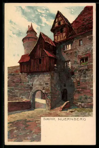 Künstler-AK Karl Mutter: Nürnberg, Burgtor