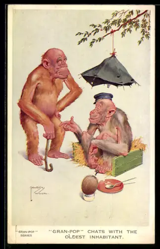 Künstler-AK Lawson Wood: Gran-Pop chats with the oldest inhabitant