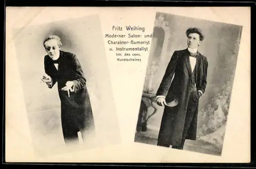 AK Fritz Weihing, moderner Salon- und Charakter-Humorist