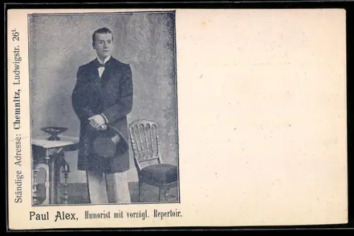 AK Komiker Paul Alex mit Zylinder