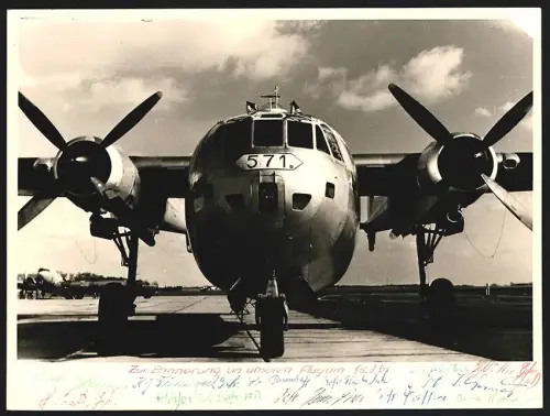 Fotografie Ansicht Celle, Flugzeug Nord Aviation Noratlas Nr. 571, Transportmaschine auf dem Heeresflugplatz 1961