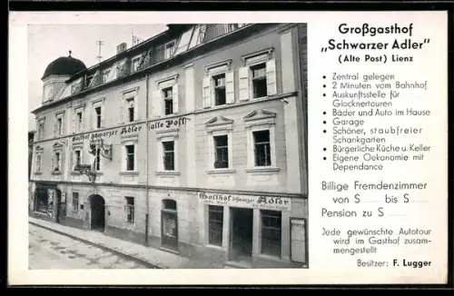 AK Lienz, Gasthof Schwarzer Adler, Bes. F. Lugger