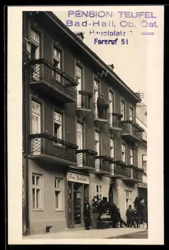AK Bad-Hall /Ob. Öst., Pension Teufel von Franz Brandstätter, Hauptplatz 7