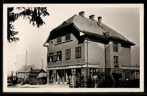 AK Villach, Pension Haus Pegritz von Ch. Pegritz mit Tabakhandlung
