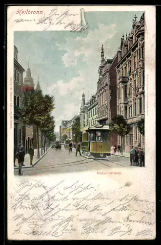 AK Heilbronn, Kaiserstrasse mit Strassenbahn