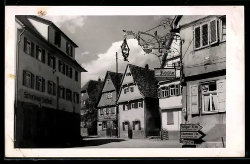 Foto-AK Illingen, Strassenpartie mit Gasthaus zum Rössle