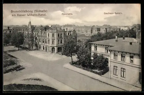 AK Brunsbüttelkoog, Gasthaus Saturn, Panorama der Südseite