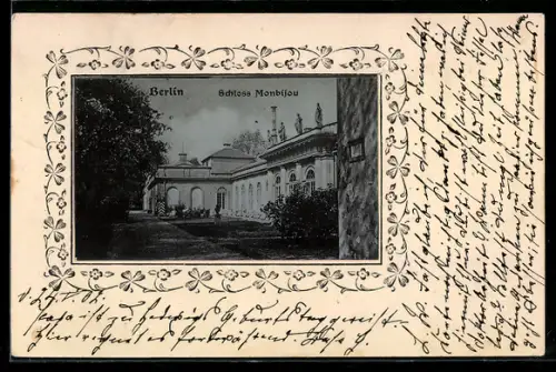 Lithographie Berlin, Schloss Monbijou an der Oranienburger Strasse, Passepartout