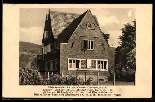 AK Gernsbach i. B., Villenneubau Dr. de Weerth