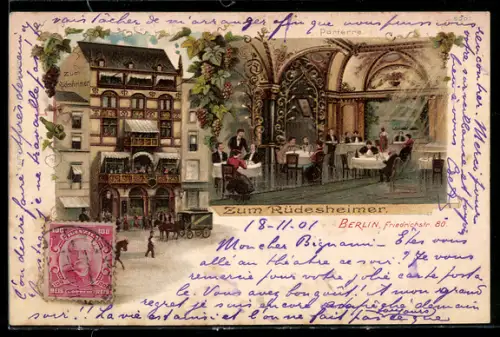 Lithographie Berlin, Gasthaus Zum Rüdesheimer, Friedrichstrasse 80