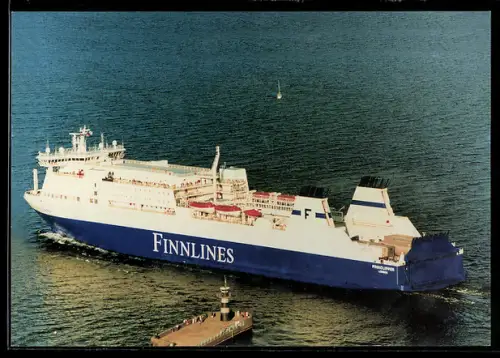 AK Fährschiff Finnclipper der Finnlines bei Verlassen des Hafens Travenmünde