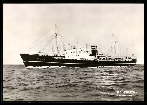 AK Norwegisches Handelsschiff M.S. Thalatta der Wilhelmsen Lines Oslo hohe Fahrt laufend