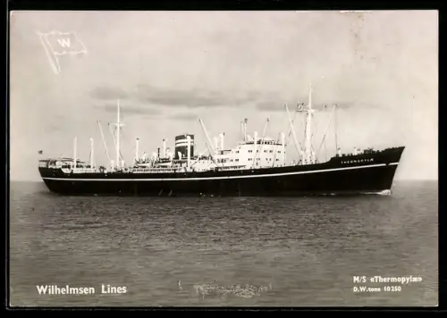 AK Norwegisches Handelsschiff M.S. Thermopylae der Wilhelmsen Lines Oslo langsame Fahrt laufend