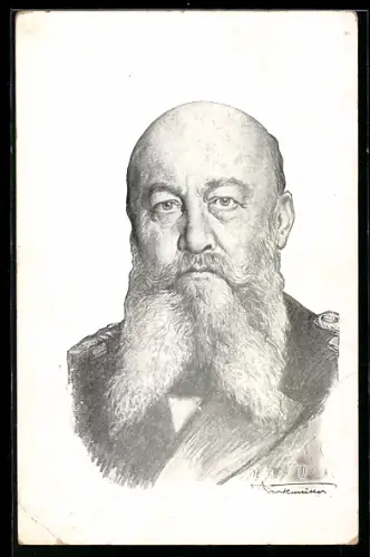 Künstler-AK Portrait Grossadmiral Alfred von Tirpitz in Uniform