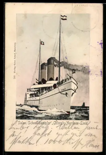 AK Passagierschiff Cobra der Nordsee-Linie in Fahrt