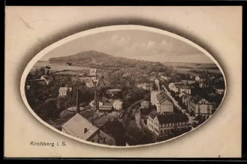 AK Kirchberg i. S., Ortsansicht mit Fabriken