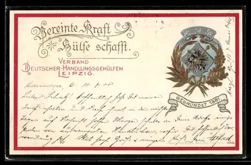 Präge-AK Leipzig, Verband Deutscher Handlungsgehilfen, gegründet 1881, Wappen