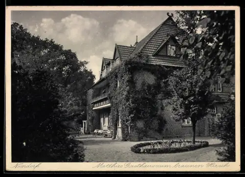 AK Nindorf am Walde, Matthies Gasthaus zum Braunen Hirsch