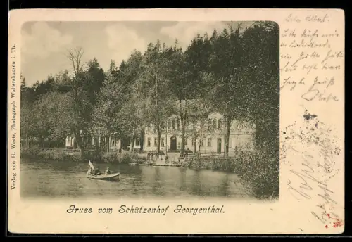 AK Georgenthal, Schützenhof mit Seeansicht