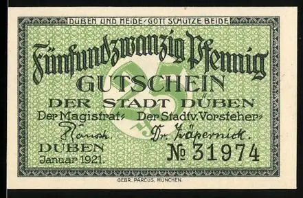 Notgeld Düben 1921, 25 Pfennig, Partie im Moorbad