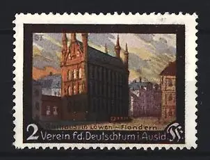 Reklamemarke Löwen, Verein für das Deutschtum im Ausland, Rathaus in Löwen