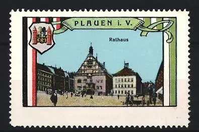 Reklamemarke Plauen, Rathaus, Stadtwappen