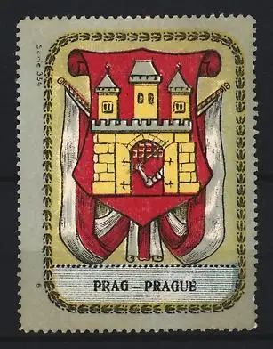 Reklamemarke Prag, Wappen mit Burg und Tor
