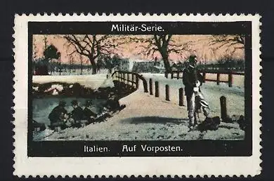 Reklamemarke Italien, Militär-Serie, Soldaten auf Vorposten im Winter