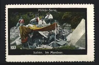 Reklamemarke Italien, Militär-Serie, Soldaten beim Manöver