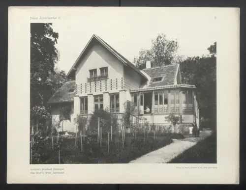 Fotografie Lichtdruck Friedr. Wolfrum, Wien, Ansicht Wien, Dornbach, Villa Wolf mit Garten, Architekt Wunibald Deininger