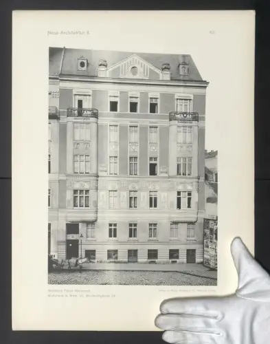 Fotografie Lichtdruck Friedr. Wolfrum & Co., Wien, Ansicht Wien, Wohnhaus, Windmühlgasse 24, Architekt Oskar Marmorek