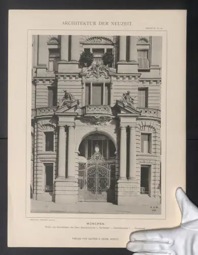 Fotografie Lichtdruck Kanter & Mohr, Berlin, Ansicht München, Haus L. Bernheimer, Maximiliansplatz 1, Arch. Fr. Thiersch
