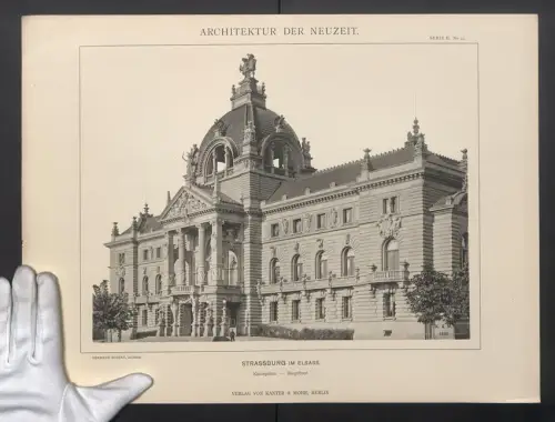 Fotografie Lichtdruck Kanter & Mohr, Berlin, Ansicht Strassburg /Elsass, Kaiserpalast, Hauptfront, Arch. Hermann Eggert