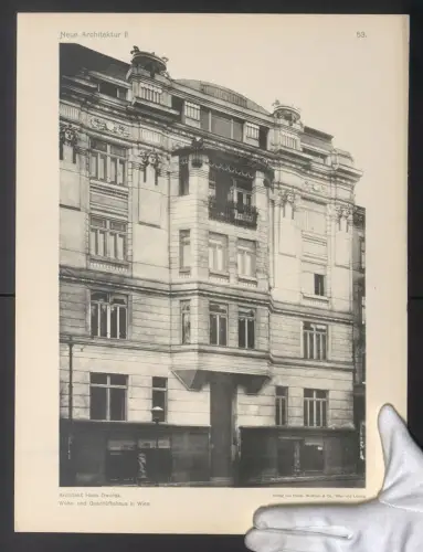 Fotografie Lichtdruck Friedr. Wolfrum & Co., Wien, Ansicht Wien, Wohn- und Geschäftshaus, Architekt Hans Dworak