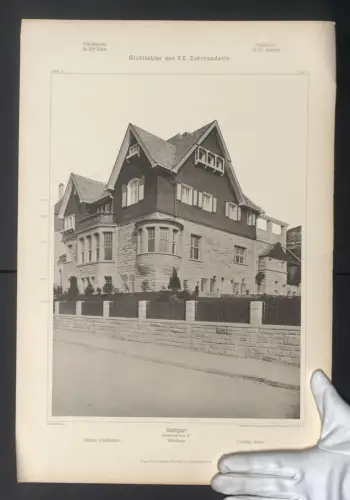 Fotografie Lichtdruck Ernst Wasmuth, Berlin, Ansicht Stuttgart, Wohnhaus, Stafflenbergstrasse 32, Arch. Albert Eitel