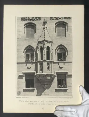 Fotografie Lichtdruck Carl Ebner, Stuttgart, Ansicht Stuttgart, Wohnhaus, Charlottenstrasse 33, Architekt Carl Hengerer